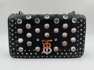 Pre-owned BURBERRY lambskin Shoulder Bags Crystal Embellished Mini Black Shoulder Bag B1604661701