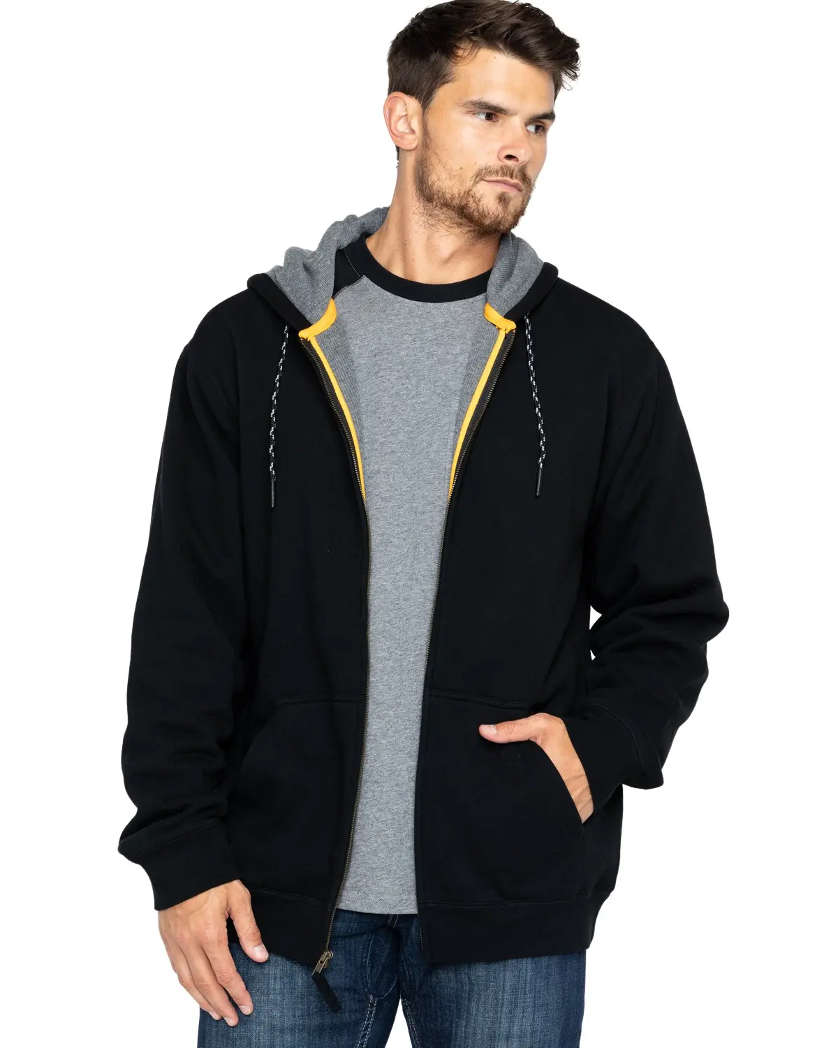 Hawx Men's Men'S Zip-Front Work Hooded Jacket - Hf18f1-Blk