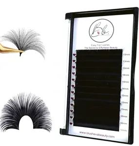 Blusheva Beauty Easy Fanning Eyelash Extensions Ultra Soft Synthetic Mink Self Fanning Lash Extensions for Salon Quality Volume Lightweight Professional Lash Artists