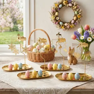 Gold Spinning Candle Holder with Egg Candles | Easter Table Centerpiece | Thermal Rotary Decor
