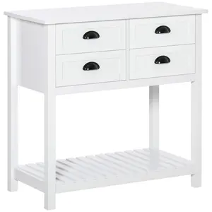 HOMCOM Coffee Bar Cabinet, Sideboard Buffet Cabinet, Kitchen Cabinet with 4 Drawers and Slatted Bottom Shelf for Kitchen, Living Room, Gray