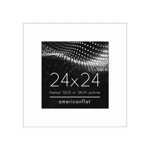 Americanflat 24x24 Picture Frame with 12x12 Mat | Thin Photo Frame - White