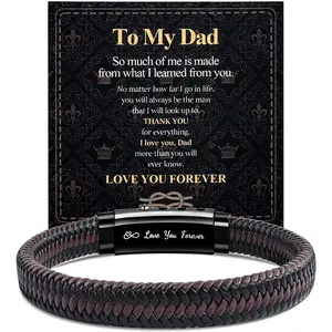 Graduation Gifts, To My Son/Man/Dad/Brother Bracelet Leather Adjustable Cuff Bangle Bracelet for Mens Easter Father's Day Anniversary Wedding Birthday Gifts for Son/Man/Dad/Brother
