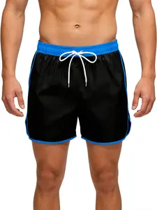 Summer Men's Solid Quick Dry Casual Shorts with Elastic Waistband and Drawstring Lightweight Beach Swim Trunks Training Jogging