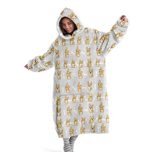 hoodie blanket，Wearable Blanket，Cute Corgi Wearable Blanket, Soft and Warm Hooded Blanket, Perfect for Sofa, Home, Office, Camping, Travel, Birthday Gift，Christmas Gift,Valentine's Day gift