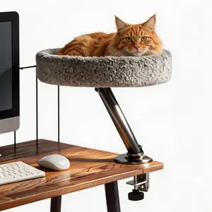 360° Rotating Floating Cat Bed Modern Desktop Cat Nest for Fun & Comfort Bedding Easy Install Clean Adjustable，Desk-Mounted Cat Bed for Work, Gaming & Desk Setups Height Safe Secure Desk Perch Work from home cat stuff cat toys