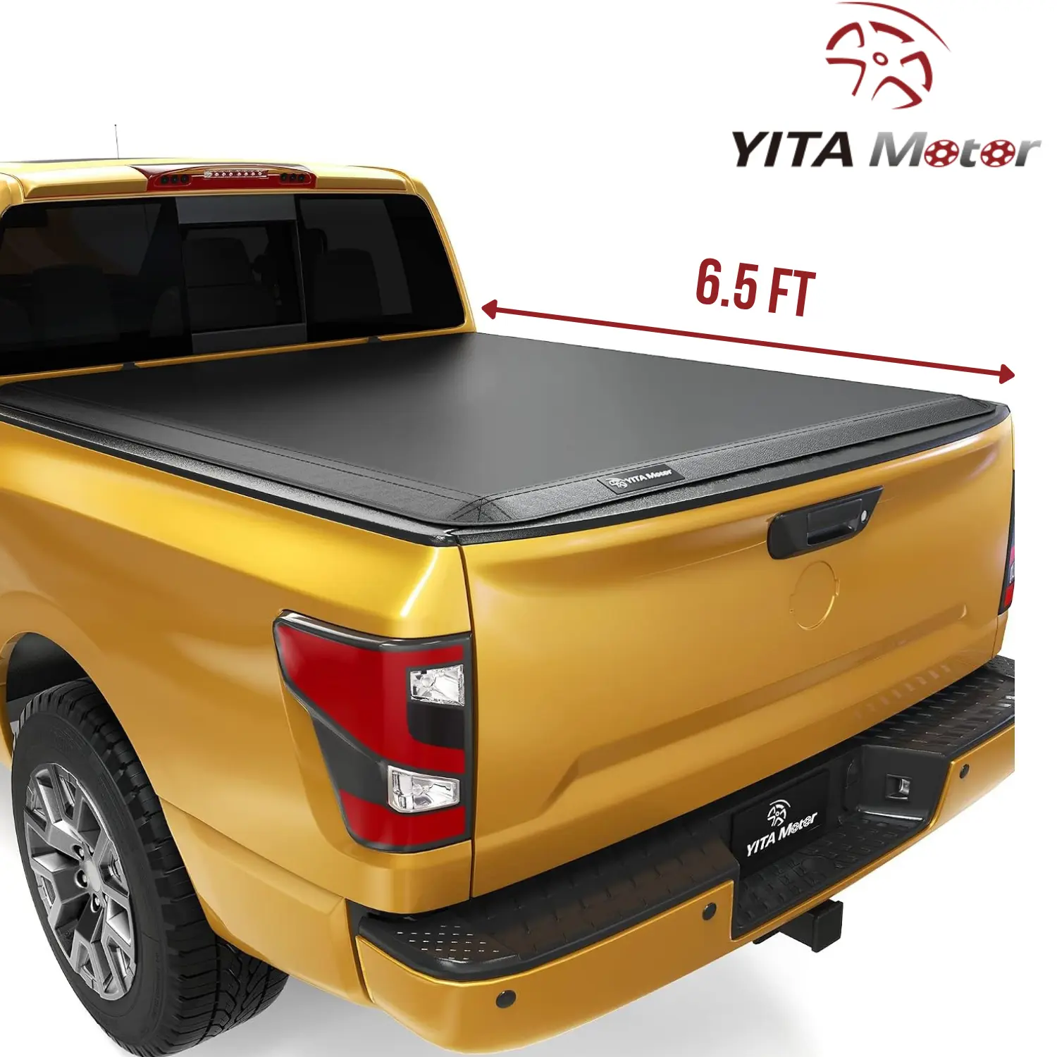 [Fits Nissan Titan/ XD 2016-2024] 6.5 Ft Bed, Soft Quad Fold Truck Bed Tonneau Cover w/o Titan Box