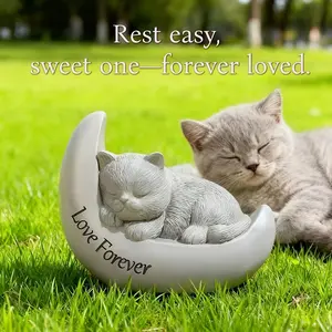Cute Moon Shaped Pet Memorial Urn, Suitable for Cats and Dogs, Durable Elegant Design, Stores Ashes/hair/teeth/necklace, Ideal for Funerals Indoors Outdoors