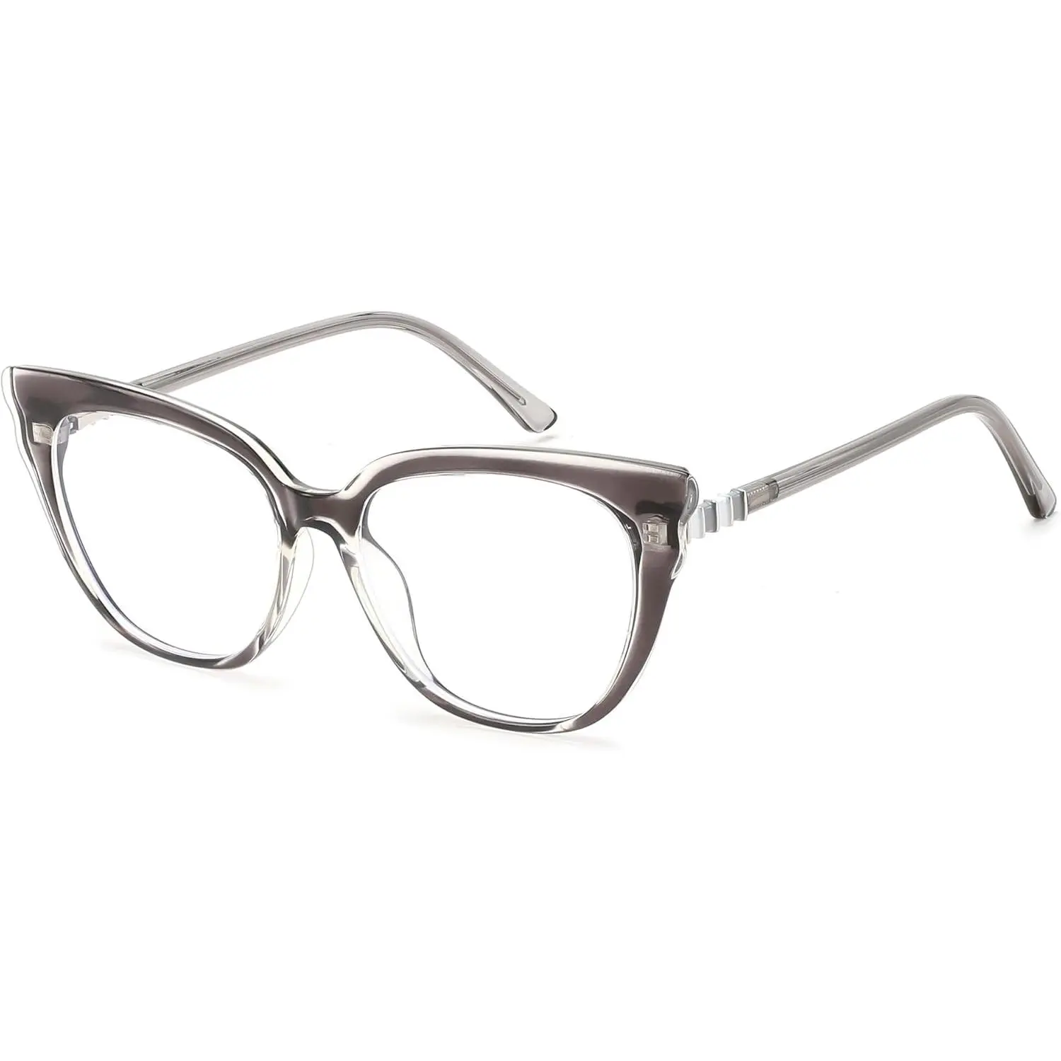 EyeconicFinds Cat Eye Blue Light Blocking Glasses for Women Anti Eyestrain & UV Protection B0182 Clear Durable Lightweight Transparent Brown