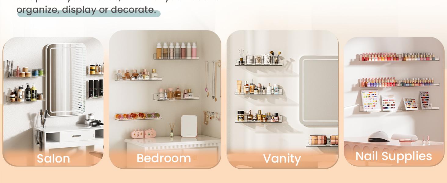 4 Pack Acrylic Floating Shelves-Modern Floating Wall Shelf Set,, 15 Inch Clear Book Shelf – Wall Mounted Display Organizer for Bathroom, Bedroom, Living Room, Kitchen, Classroom Decor- Perfect Valentine and Easter day gift 4 Pack Acrylic Floating Shelves-Modern Floating Wall Shelf Set,, 15 Inch Clear Book Shelf – Wall Mounted Display Organizer for Bathroom, Bedroom, Living Room, Kitchen, Classroom Decor- Perfect Valentine and Easter day gift