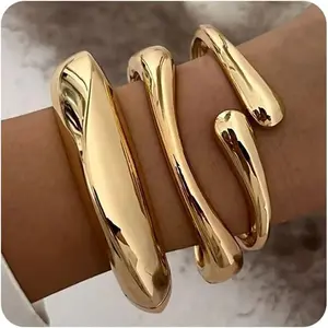 3 count Chunky  Bangle Bracelets for Women Trendy Wide Wrist Cuff Bracelets Stack Statement Bangle Fashion