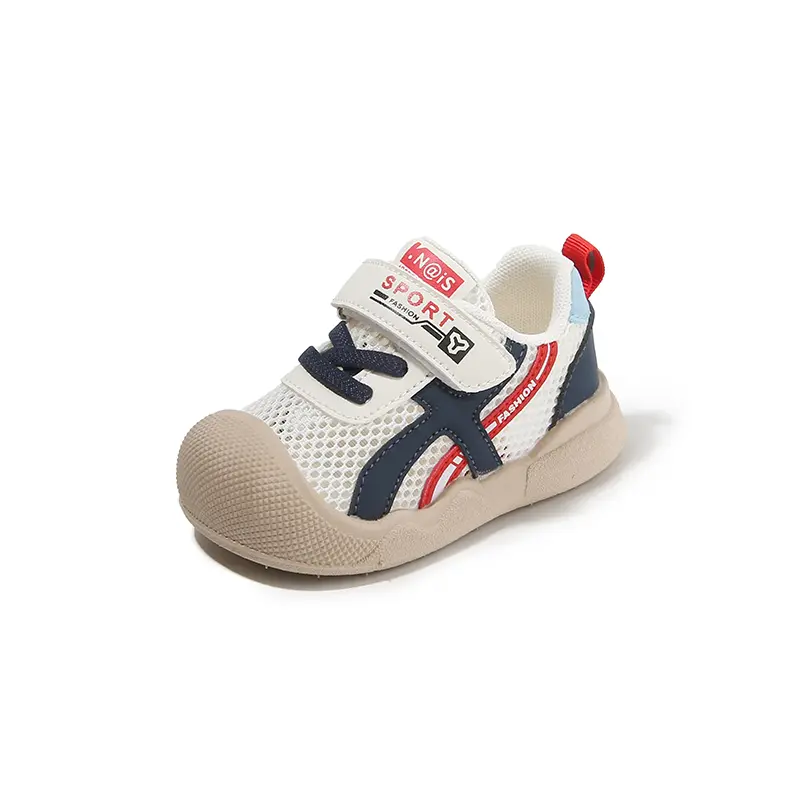 Breathable Mesh Baby Boys & Girls Walking Shoes with Closure - Lightweight TPR Sole, Striped & Diamond Pattern Design for Toddlers, Kindergarten & Outdoor Play (Spring/Summer), Toddler Shoes, Everyday Toddler Wear, Trendy Kids Footwear, Flexible Tpr Sole
