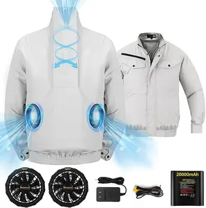 Air Conditioned Cooling Work Jacket Breathable Summer Workwear,Summer Cooling Fan Work Jacket Lightweight Outdoor Heat Relief Coat,Perfect for sports, working in high temperatures, fishing, cycling, hiking and other outdoor activities.