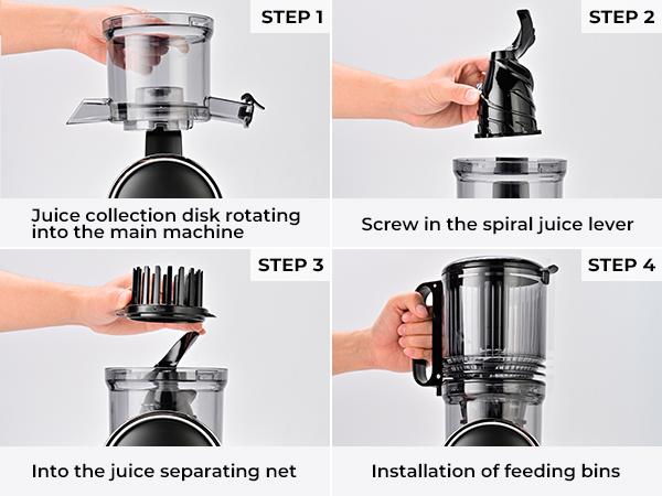 SUSTEAS Cold Press Juicer 5.3-Inch Large Feed Inlet, Easy to Clean, High Juice Yield, Suitable for Whole Vegetables and Fruits Household Appliances