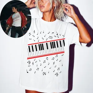 Retro 90s Michael Jackson Beat It Piano Keys T Shirt, King of Pop Music Tee