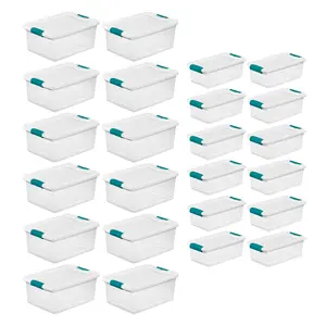 Sterilite 15 Qt Stackable Storage Boxes & 6 Qt Organizing Bins, 12 Pack Each