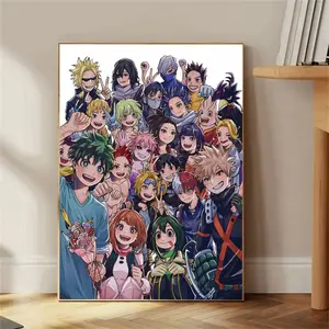 Unframed My Hero Academia Anime Wall Art, Fashionable Vibrant Cartoon Design Canvas Poster, Decoration, Room Decor for Dining Room, Living Room, Bedroom, Office, Perfect Gift