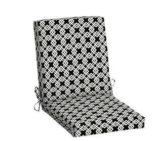Black & White Lattice 37" L x 19.5" W Outdoor Chair Cushion 1 Piece Rectangle
