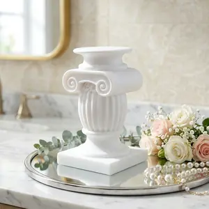 Drum-Shaped Roman Column Sculpture, Church Decor, European Candle Holder, Festival Decoration, Home Desk Ornament, Wedding Decor