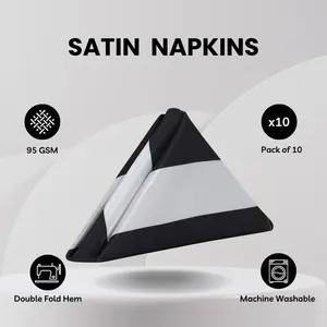 20 inch Satin Cloth Napkins Black/White Striped (Pack of 10)