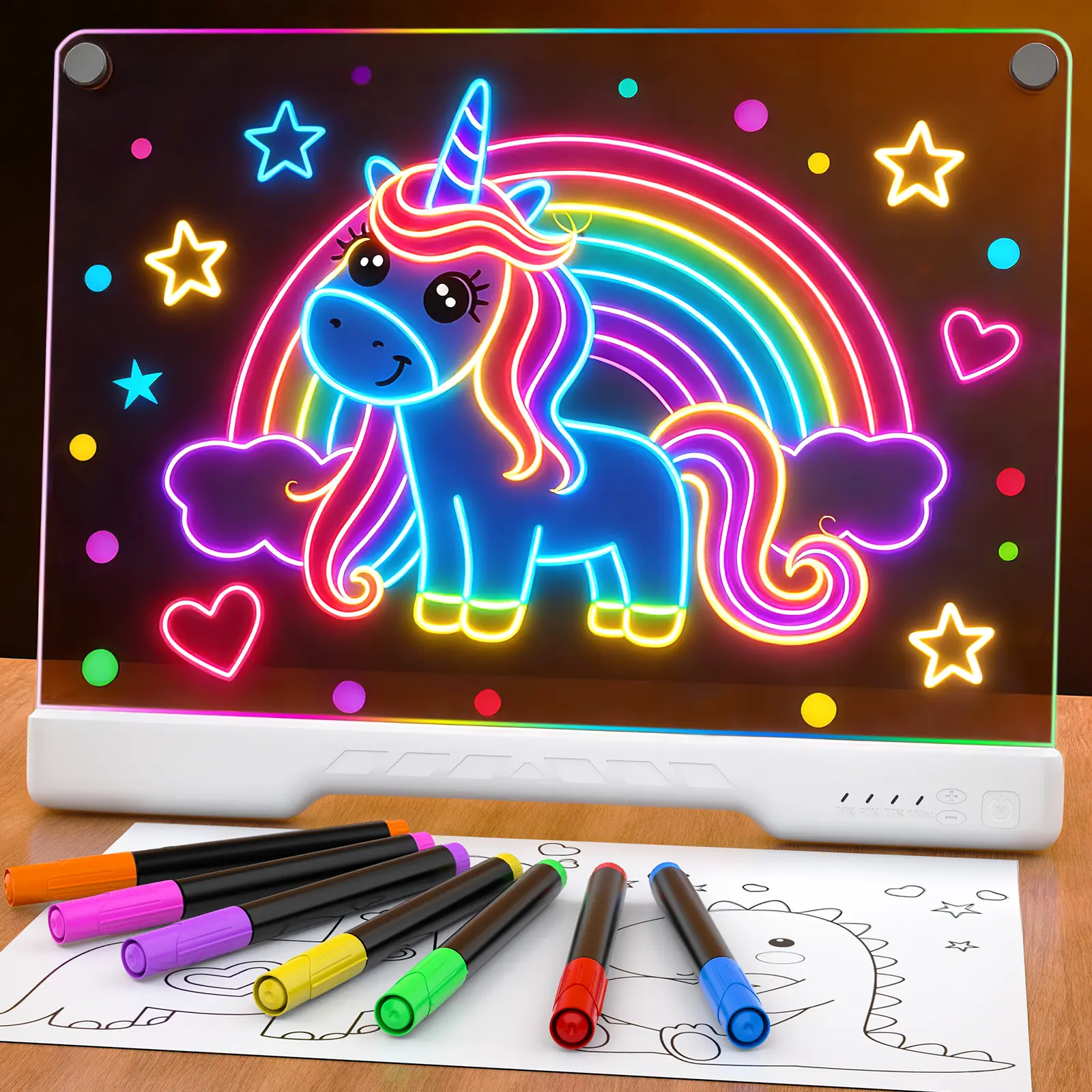 [SummerFinds]16" LED Drawing Board for Kids, Rechargeable Light Up Board, 3 Glow Modes, Perfect Toys & Gifts for Boys & Girls, Age 3+, Writing & Drawing Gift for Toddler, Includes 7 Markers