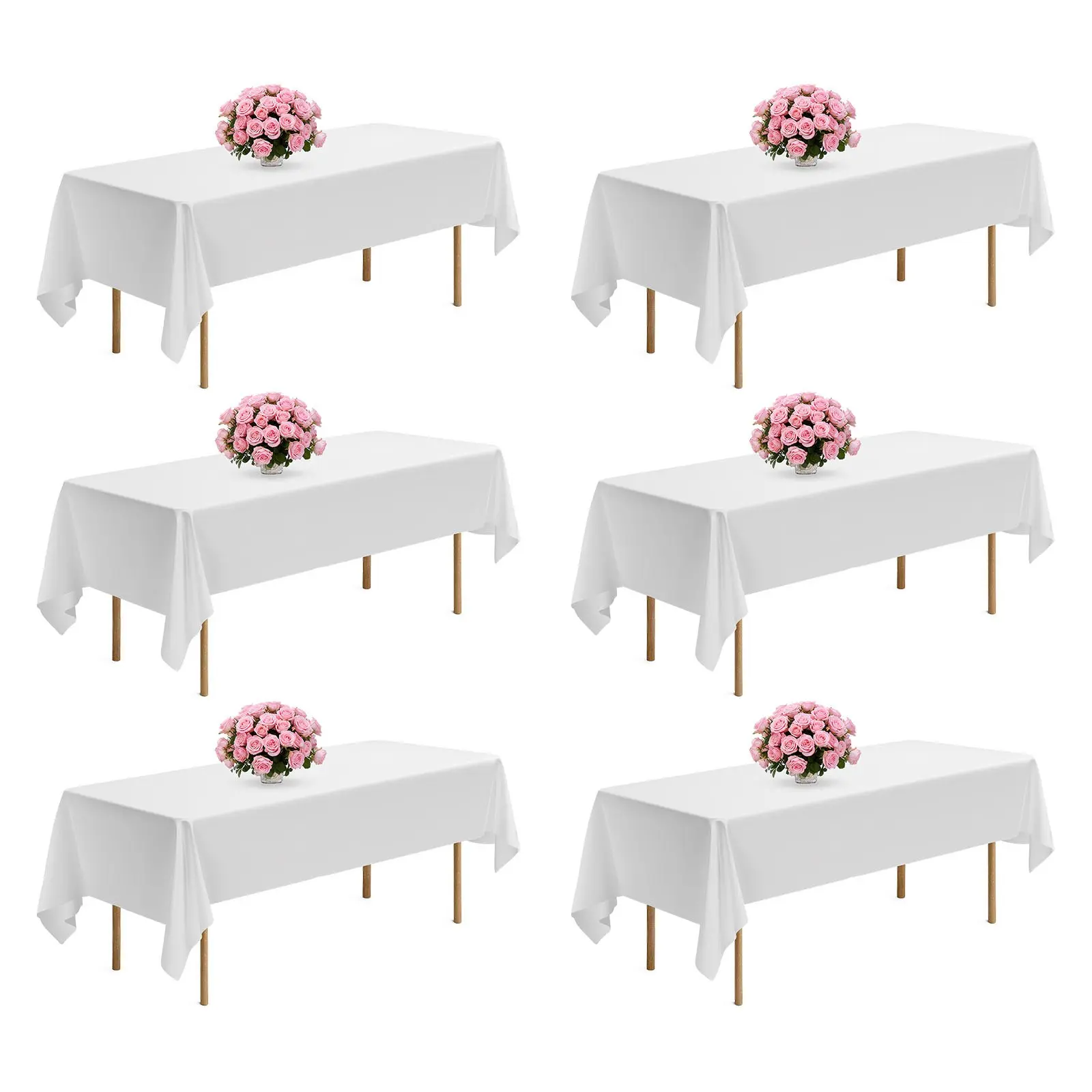 【DealsForYouDays】VEVOR White Tablecloths for Rectangle Tables, 6 Pack, 60 x 102 Inches, Reusable and Machine Washable Table Clothes, Wrinkle-Resistant Polyester Fabric Table Covers for Wedding, Party, Banquet