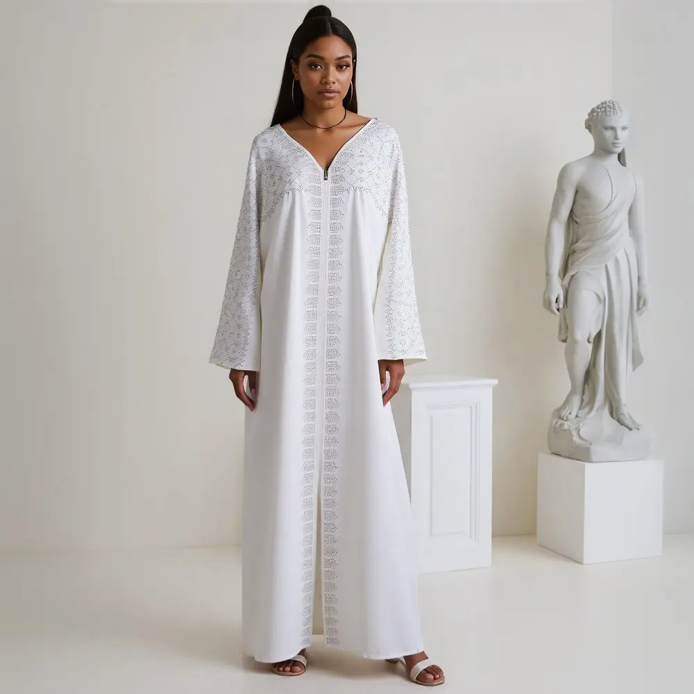 Women's Luxury 2026 Abaya Dress Set - Dubai-Inspired Muslim Modest Fashion, African-Moroccan Caftan Boubou Djellaba Robe for Summer Evening Parties