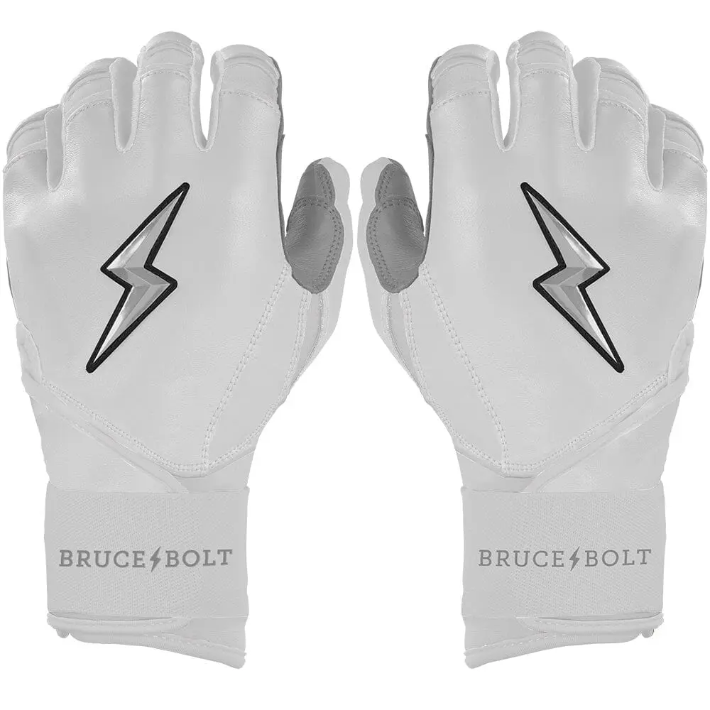 Chrome Series Long Cuff Batting Gloves - White