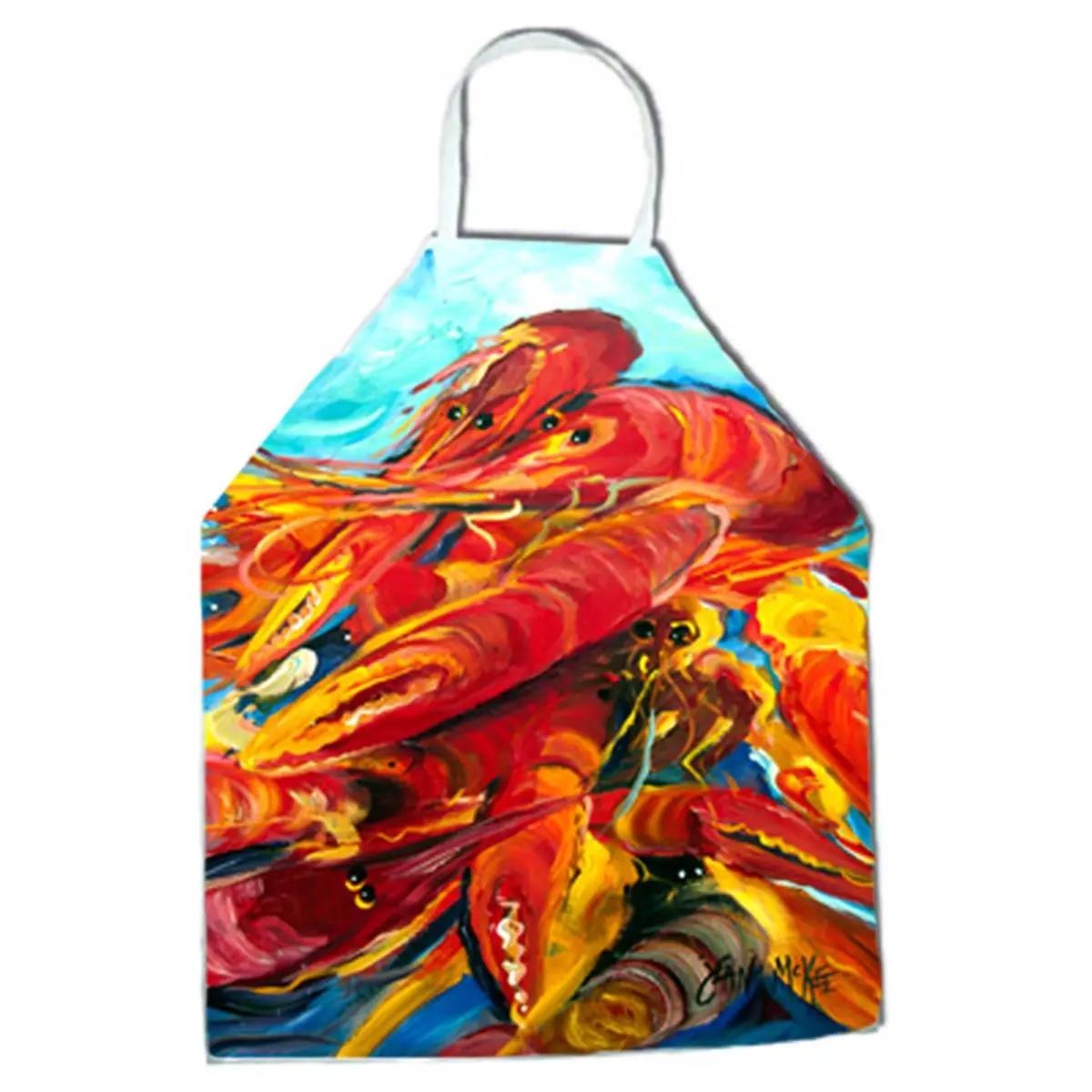 212 MAIN Crawfish Print Non-Absorbent Washable Fabric Apron - Bib-Style Multi-Use Aid for Home Care & Home Supplies, Apron Fabric Aprons, Non-Absorbent Aprons