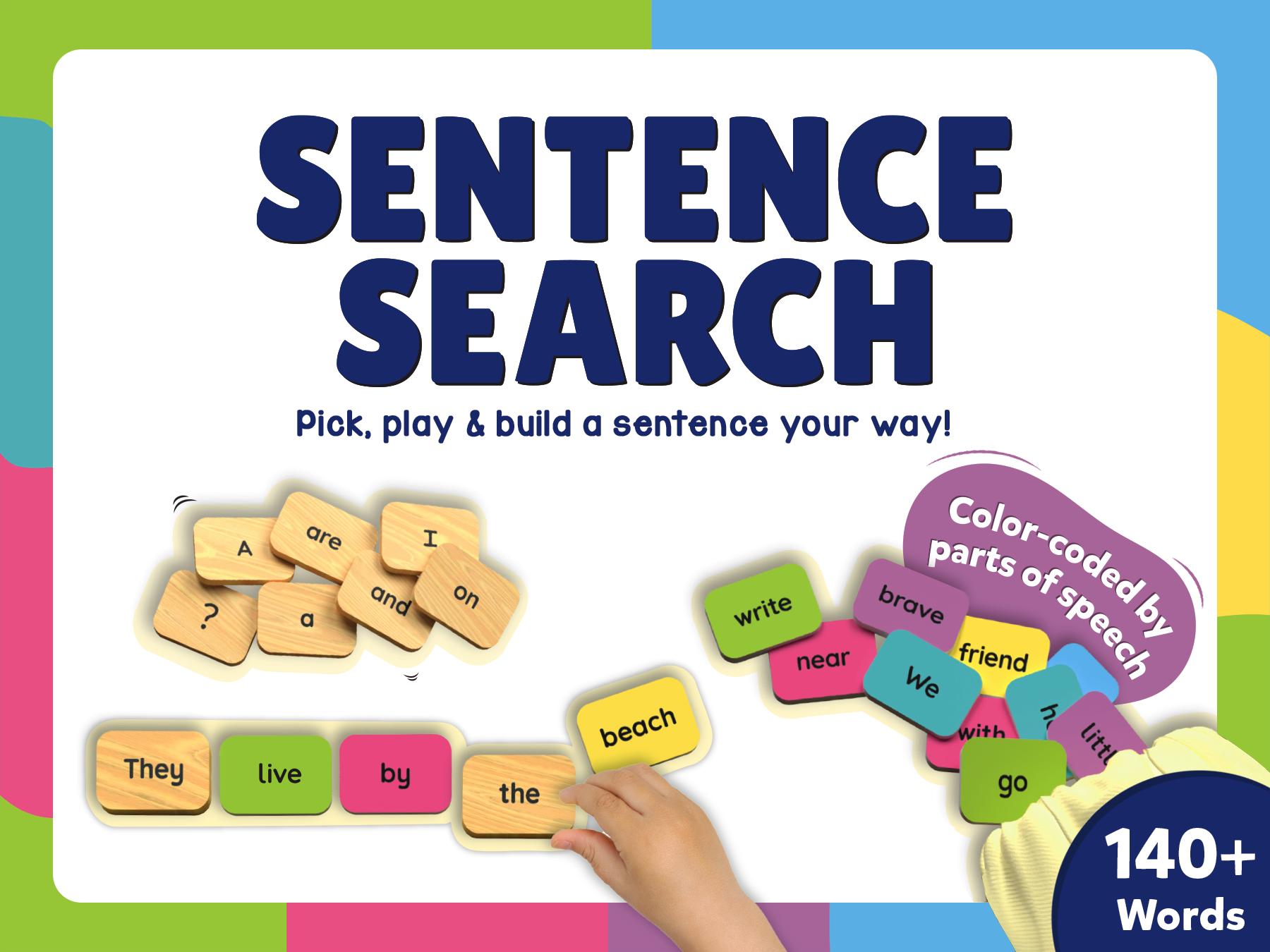Skillmatics Educational Board Game - Sentence Search, Fun Learning Toys and Games for Kids, Sentence Building Activity, Creative Word Play, 120+ Tiles (1.3 x 1 Inches), Gifts for Ages 5 to 8