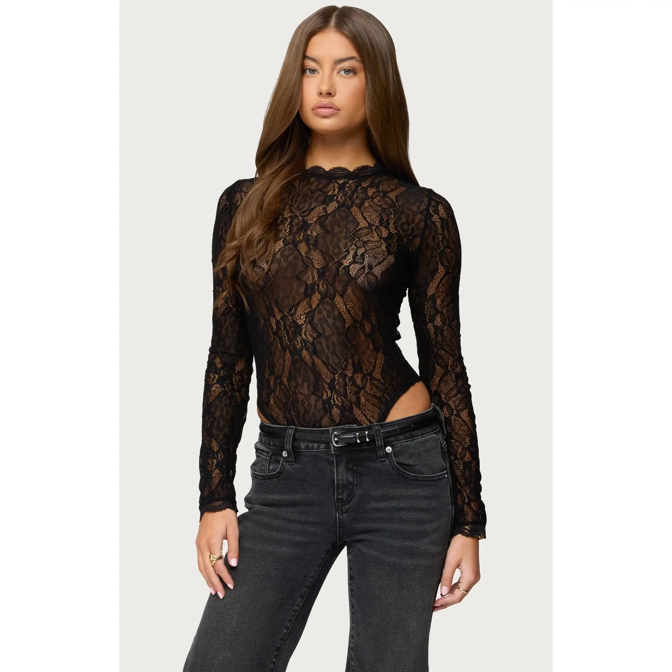 Edikted Women's Rosalinda Sheer Lace Bodysuit