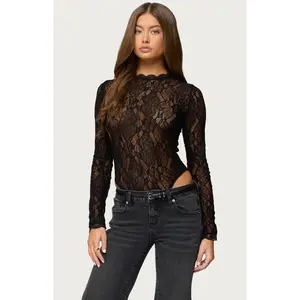 Edikted Women's Rosalinda Sheer Lace Bodysuit