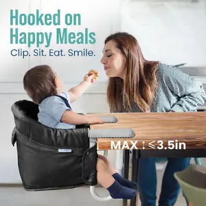 Portable Baby High Chair Clip-On for Table (6–36 Months) – Foldable Travel High Chair, Space-Saving Seat for Home, Restaurants & Travel – Black