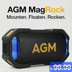 Valentine's Day gift AGM MagRocK Bluetooth Speaker with LED Ambiance Light Magnetic and Waterproof Supports Bluetooth and Type-C Charging Portable Magnetic Speaker Best Match for Outdoor and Beach Use Christmas Gift