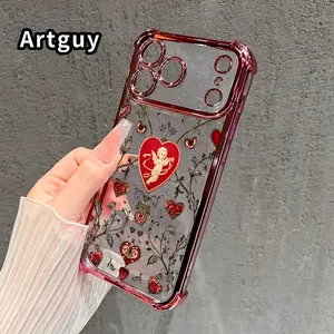Cupid's Whimsy Pattern Phone Case for iPhone 17 Pro Max 16 15 Plus Air 14 13 12 11 E Electroplated Four-Corner Anti-Fall Protection Cellphone Cover