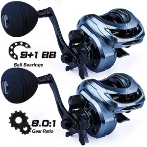 Sougayilang Baitcasting Fishing Reels High Speed Fishing Reel with 9+1 Ball Bearings Gear Ratio 8.0:1 Centrifugal Brakes Power Handle Casting Reels