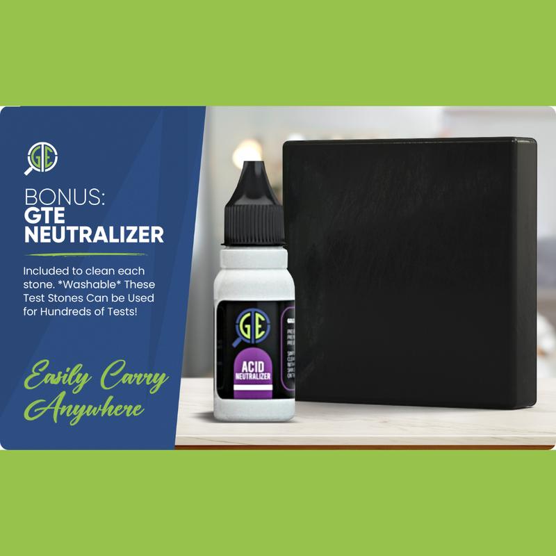 GTE Gold and Silver Jewelry Testing Solutions Kit 10k 14k 18k 22k 24k Scratch Stone Acid Test Scrap Bars Coins