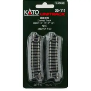 Kato USA 20-111 R282-15 CURVE TRACK 4pk, N Scale