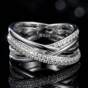 Luxury Multi-Layer Entwined Ring 925 Silver-plated Pave Sparkling CZ Statement Rings for Women High-End Aesthetic Jewelry Gift