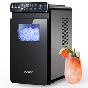 <Deals for You> ecozy Ice Makers Countertop, Full-Color Smart Panel Ice Machine with Internal Lights, 26lbs/24H, Double-Layer Insulation, Two Ice Sizes, Portable Ice Maker with Self-Cleaning for Home/Office/Bar summerwins