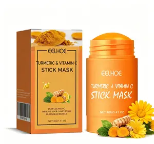 EELHOE Turmeric & Vitamin C Acne Clay Stick Mask (40g) - Pore Purifying, Blackhead Reducing, Gentle Soothing Solid Mask for Female Oily Skin, Oil Control, Deep Cleansing Single Item Facial Skincare