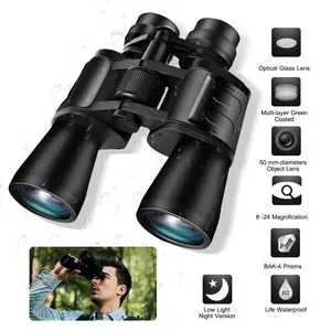 Portable HD Zoom Binoculars, FMC Multi-Coated Lens Low Light Night Vision Telescope, Compact Waterproof Binoculars for Bird Watching Hunting Concert Sports Events Adults Kids Outdoor Use