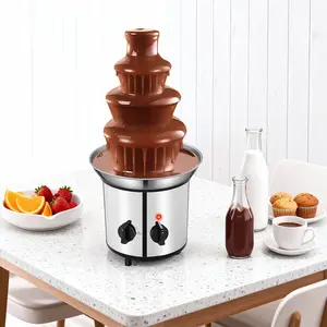 Electric Chocolate Fondue Fountain Machine, 4-Tier Stainless Steel Luxury Cheese Cascading Fondue for Parties - Melts Cheese, Queso, Candy, and Liqueur, 60 Ounce Enameled Cast Iron Cookware Set Non-Stick Ceramic