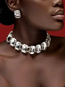 2 Pieces/set/Elegant Crystal Necklace Earrings Set for Women, Fashionable Shiny Accessories, Perfect for Special Occasions,