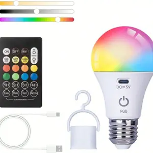 Charging Emergency LED Bulbs (2 Pack), Remote Control, E27 RGB Smart Bulb, 9+3 Color Temperatures, Dimmable & Timer Function, Table Lamp, Pendant Lamp