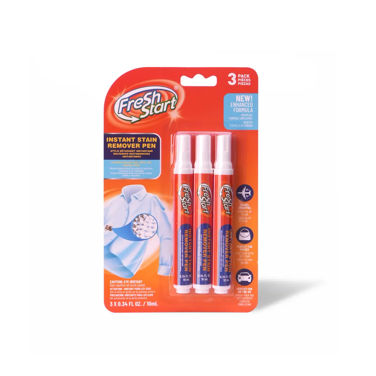 Fresh Start Instant Stain Remover Pen 3-Pack | Travel Size Laundry Pre-Treater, Purse Essential Spot Cleaner for Food & Drink Spills Rescue