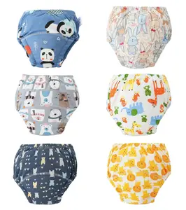 6PCS Soft & Breathable Cotton Toddler Training Pants, Washable, Reusable, and Absorbent for Potty Training, Knit Fabric, Leak-Proof, Diaper Covers, with Diapers, training underwear for boys and girls