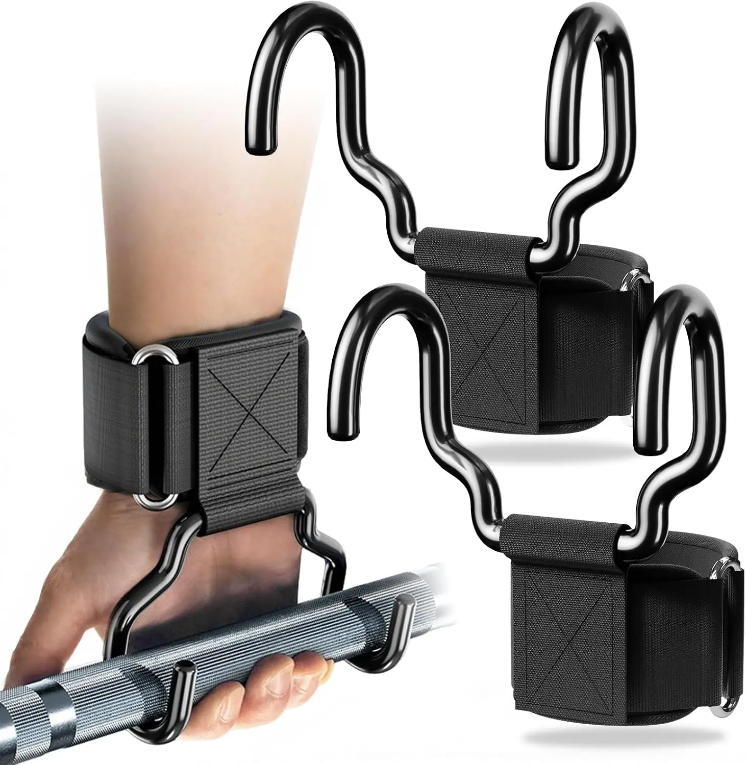 Newly Upgraded Gym Grips - 1 Pair Weight Lifting Straps for Deadlifts, Barbell Rows | Powerlifting, Bodybuilding Strength Training Fitness Accessories