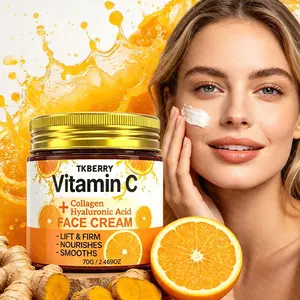 70g Vitamin C Face Cream,with Collagen,Hyaluronic Acid & Vitamin E,Moisturizing Cream For Face and Neck, Nourishing Skin Care Product, Deep Hydration And Moisture,Nourishing The Skin,Lifting And Firming,for All Skin Types Enhancing Brightness And Hydratio