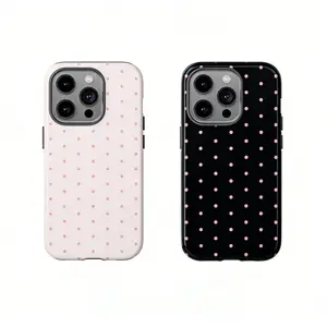 Pink Polka Dot Double-Layer Shockproof Heavy-Duty Protective Cellphone Case, Cover & Casing - Accessories for iPhone 17 ProMax, 16 Pro, 15, 14, 13, 12 & Galaxy 26, 25 Ultra Plus, 24, 23, 22